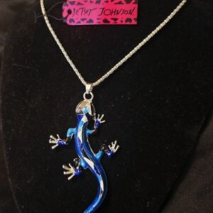 Betsey Johnson Blue Lizard Pendant Necklace
